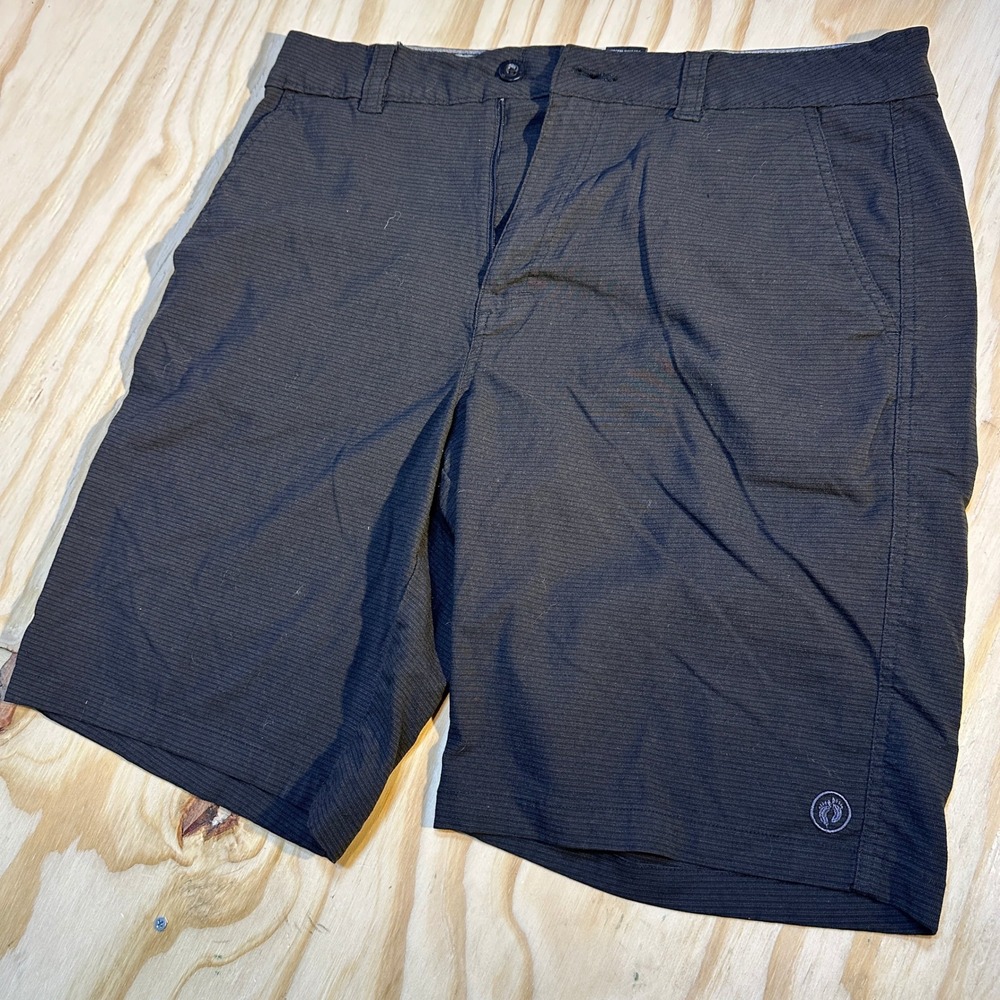 Hang Ten Mens Black Hybrid Walk Shorts Size 36 Micro Stripe Stretch Beach Surf